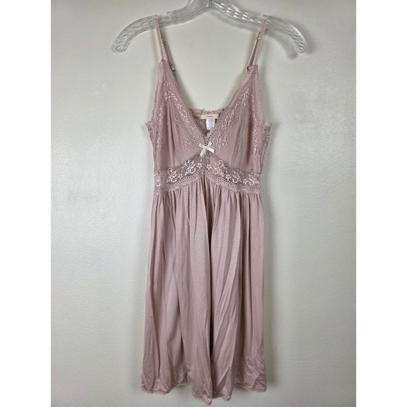 Eberjey Other - Eberjey Nightgown Womens M Dusty Rose Pink Lace Trim Sexy Babydoll Chemise NWT